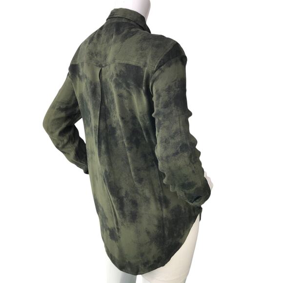 Rails Womens Size XS Hunter Top Button Up Long Sleeve Rayon Olive Tie Dye - Picture 8 of 16